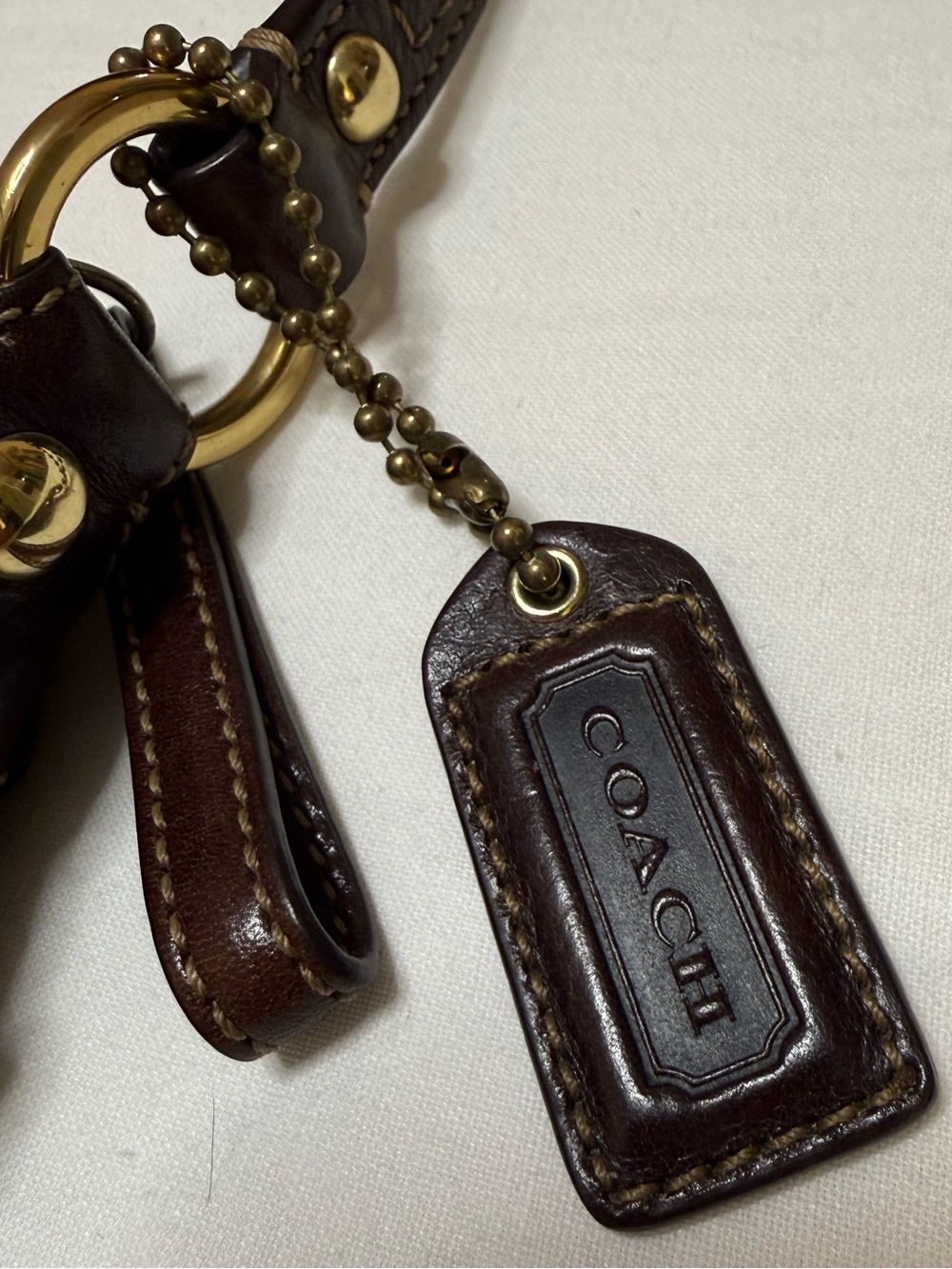 Vintage Coach Tweed Shoulder Bag with Dark Brown Leather Trim - Picture 4 of 8